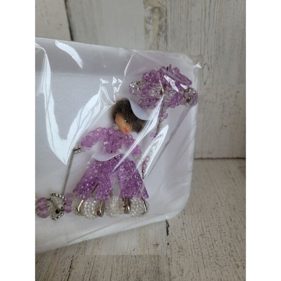 Vintage Victorian Beaded woman poodle umbrella ornament xmas - Picture 4 of 8